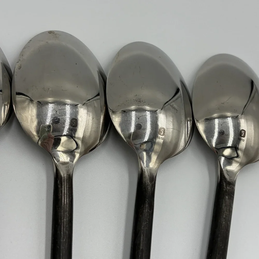 6 Gourmet Settings Treble Clef GS 18/10 Black Coil Handle PLACE OVAL Spoons